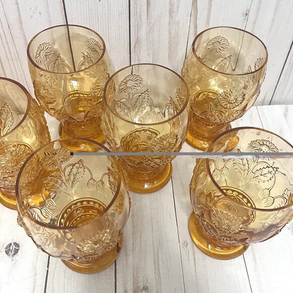 Anthropologie Rare & Retired HELIANTHUS Golden Yellow Daisy Pedestal Goblets 8 - Picture 4 of 10